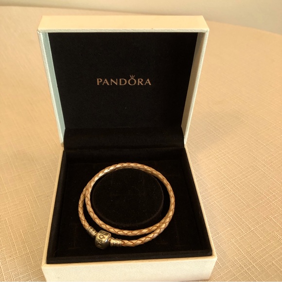 Pandora Jewelry - Pandora leather double wrap bracelet. Box included. Sterling Silver clasp